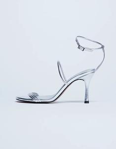 Босоножки Topshop Abbie с ремешками на каблуке, серебристого цвета