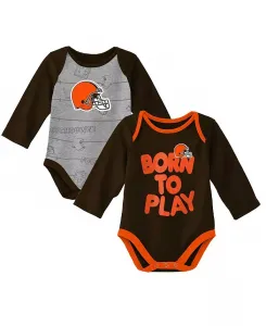 Новорожденный комплект из двух боди с длинным рукавом Cleveland Browns Born To Win, цвет: коричневый/серый меланж Outerstuff