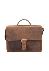 Кожаный портфель Retro Newton 41 см с отделением для ноутбука PLEVIER, темно-коричневый