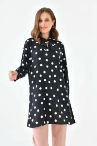 Объемный топ-туника с длинными рукавами и деталями воротника HOXTON GAL, черный