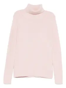 Свитер в рубчик с воротником-гольф Il Gufo, розовый