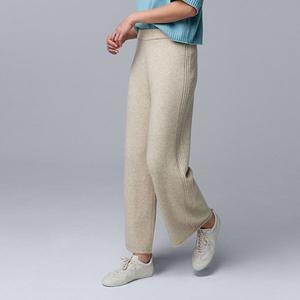 Женские брюки из кашемира с кабельным узором Simply Vera Vera Wang, Medium Fossil Heather