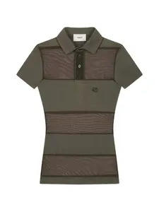 Прозрачная полосатая рубашка-поло на пуговицах Coperni, зеленый