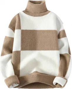 Мужской повседневный свитер-водолазка с длинным рукавом