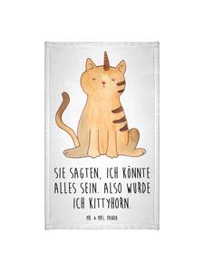 Mr. & Mrs. Panda Хлопковое полотенце с изображением кота-единорога и надписью белого цвета