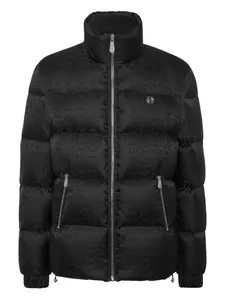 Пуховик с монограммой Philipp Plein, черный