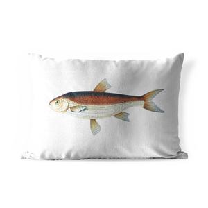 Уличная подушка MuchoWow - Рыба - Карп - Реализм - 50x30 см - Устойчивость к атмосферным воздействиям - Подушка для отдыха - Чехол на подушку - Хлопчатобумажная ткань - Декоративные наволочки, мультиколор