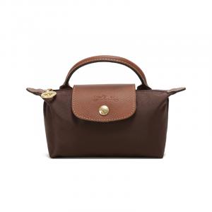 Сумка-пельмень из коровьей кожи Тёмно-бежевая LONGCHAMP