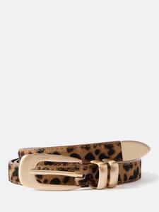 Ремень из текстурированной кожи леопардового принта Mint Velvet, Brown/Multi