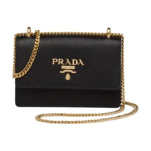 PRADA Женский кардхолдер из сафьяновой кожи черный