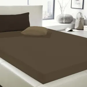 Простыня на резинке из эластичного трикотажа Wülfing всех цветов и размеров от 90x190 до 100x200 см, пепельно-коричневая Dormisette