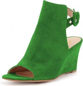 Женские элегантные босоножки на танкетке YDN с открытым носком, замшевые туфли с ремешком на пятку, ботильоны на каблуке для вечеринок, Green