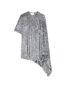 Платье Zero с драпировкой и асимметричной талией Coperni, серебряный