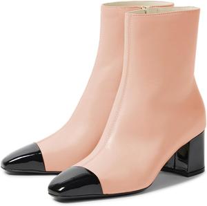 Женские ботильоны Zszszsu с квадратным носком, на средней толстой подошве, с боковой молнией, уютная зимняя обувь, размеры 4-16 US, Misty Rose
