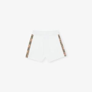 Шорты хлопковые Burberry Caterina с клетчатой отделкой, белый