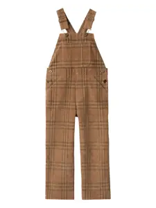 Вельветовые комбинезоны в клетку BURBERRY KIDS, коричневый