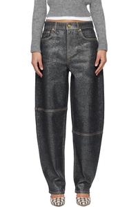 Ganni Черные блестящие джинсы с фольгированным рисунком в виде звезд