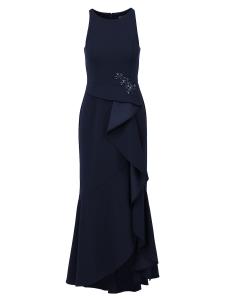 Вечернее платье Adrianna Papell Beaded Crepe Halter Gown, темно-синий