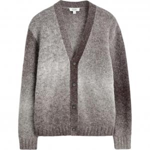 COS Мужской трикотажный кардиган серого/градиентного цвета с V-образным вырезом и умеренным профилем