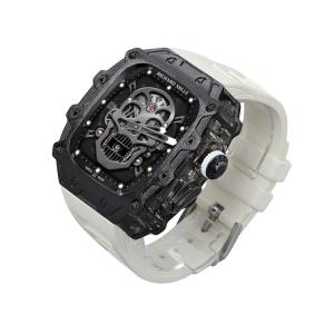 Akkerds Часы Apple Alloy Case Material Ultra2/1 Generation, Black case, translucent middle frame, white fluoroelastomer single-hand buckle strap