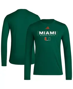 Мужская зеленая футболка с длинным рукавом Miami Hurricanes Locker On-Court In the Fade adidas