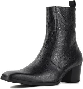 Женские повседневные ботинки Челси на шнуровке с низким голенищем для ходьбы и мотоциклов CD-JY014-WUS-R COWSDELLA, Black Ostrish Pattern