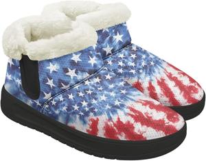 Зимние женские ботинки с меховой подкладкой, подошва EVA, утепленные удобные зимние ботинки для снега, уличные, размер 4,5-14 Chririnla, American Flag Tie-Dye