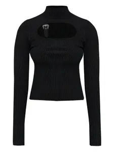 Ребристый свитер с пряжкой Versace Jeans Couture, черный