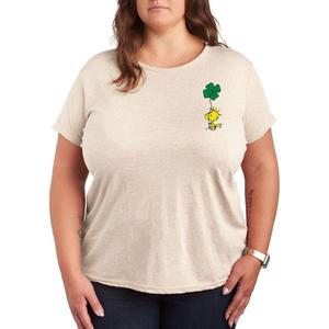 Плюс футболка с рисунком клевера и арахиса Вудстока Licensed Character, бежевый