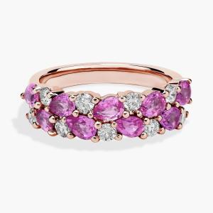 Романтическое кольцо с двумя рядами грушевидных розовых сапфиров и бриллиантов из 14-каратного розового золота Blue Nile