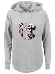 Толстовка большого размера с милым готическим скелетом и мыльными пузырями в сером цвете F4NT4STIC