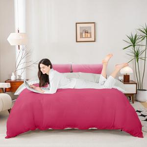 Erosebridal Роскошный розовый пододеяльник с омбре, абстрактный градиентный дизайн, комплект постельного белья, Red and White