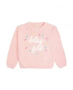 Вязаный свитер для именинницы с блестками - для малышки и для девочки постарше Sweet Wink, розовый
