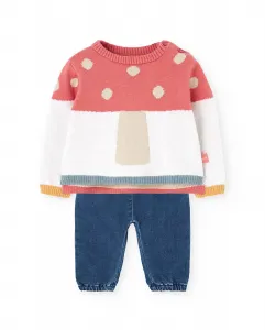 Детский комплект из джерси и джинсовых брюк Boboli, многоцветный