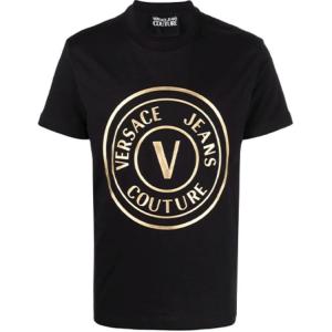 Футболка из хлопка с логотипом VERSACE JEANS COUTURE, черный