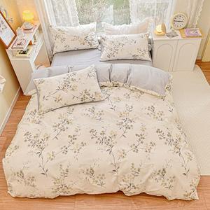 UJNHGQ Комплект постельного белья из натурального хлопка с фиолетовыми цветами Color 3