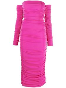 THE ANDAMANE платье макси с открытыми плечами и сборками, розовый