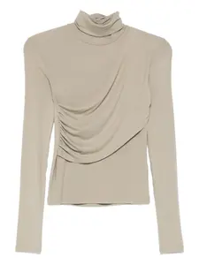 Топ с высоким воротом и драпировкой Patrizia Pepe, нейтральный
