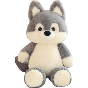 Плюшевая игрушка бегущая лиса, милая большая серая волчья кукла плюшевая кукла высота 50см длина 50см Howard