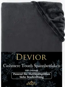 Простыня на резинке Cashmere Touch 140x200 - 160x200 см, антрацитовая, для матрасов толщиной до 22 см, теплая, уютная, для зимы Devior