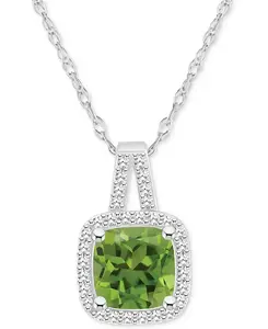Ожерелье с подвеской в форме ореола из серебра 925 пробы с аметистом (1,5 карата) и бриллиантом (1/6 карата) длиной 18 дюймов (также с цитрином, гранатом, перидотом и голубым топазом) Macy'S, peridot