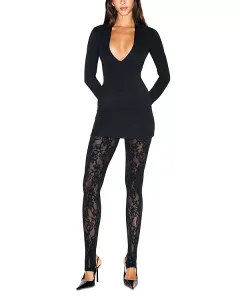 Свободное многослойное мини-платье с глубоким вырезом Skims, черный