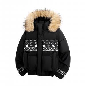 Пуховик Unisex с капюшоном утепленный стеганый HUANQIU, черный