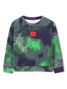 Толстовка с принтом тай-дай HUGO KIDS, синий