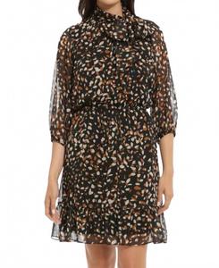 Черно-бежевое платье с листьями из люрекса London Times