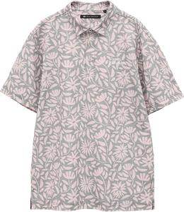 Мужская рубашка-поло с коротким рукавом (влагоотводящая, быстросохнущая, с цветочным принтом) / для гольфа / 7AL028 Travis Mathew, светло-розовый