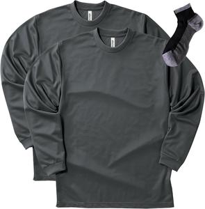 Футболка с длинными рукавами и круглым вырезом Glimmer 00304-ALT, сухая, 113 г (4,4 унции), темно-серый