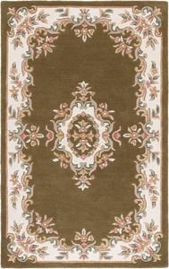 Ковер SAFAVIEH, 153 x 244 см, Aubusson Collection, Olive & Ivory, ручной работы из шерсти, идеально для гостиной, столовой, спальни (AUB301X)