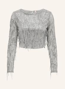 Укороченная рубашка с пайетками Only, серебряный