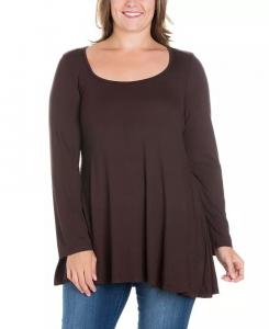 Женская туника больших размеров Poised Swing Top 24seven Comfort Apparel, коричневый